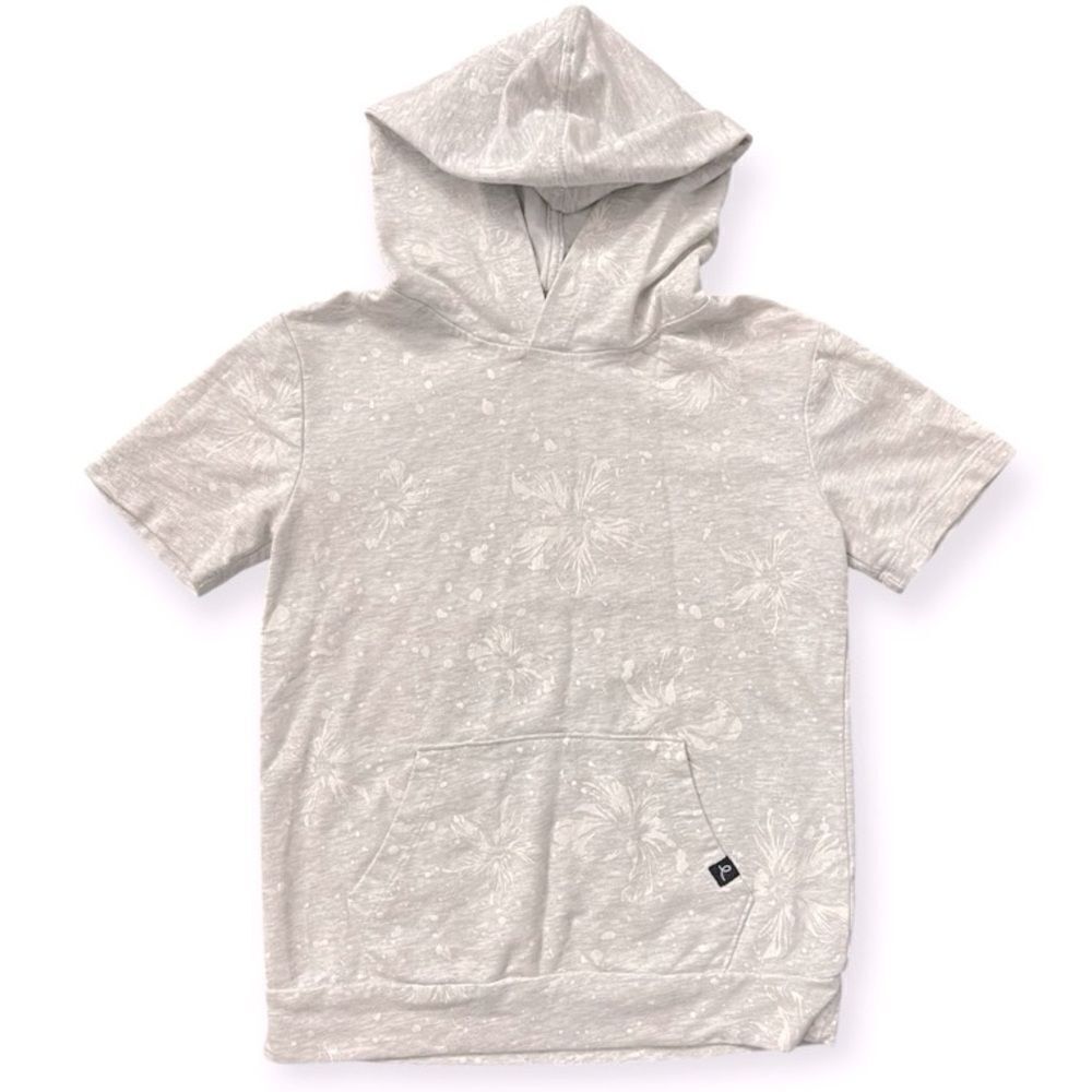 Art Class Kid’s Gray White Floral Pullover Hooded Short Sleeve Sweatshirt 6/7